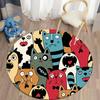 Cute Cat Round Carpet Cartoon Animal Cats Area Rug for Office Living Room Bedroom Decoration Non-slip Children's Crawl Floor Mat