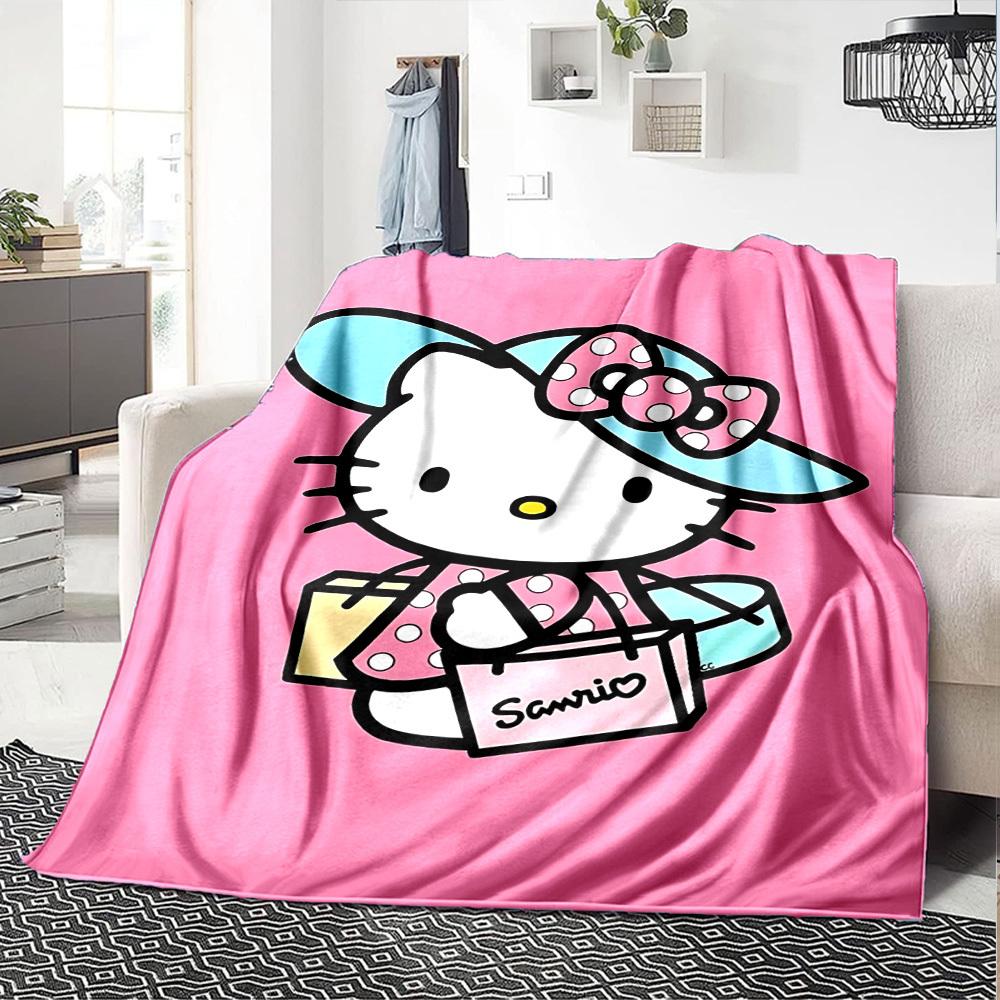 1 Stück Hello Kitty Sanrio Decke Leichte Flanelldecke für Sofa Bett Reise Camping Wohnzimmer Büro Couch Sessel