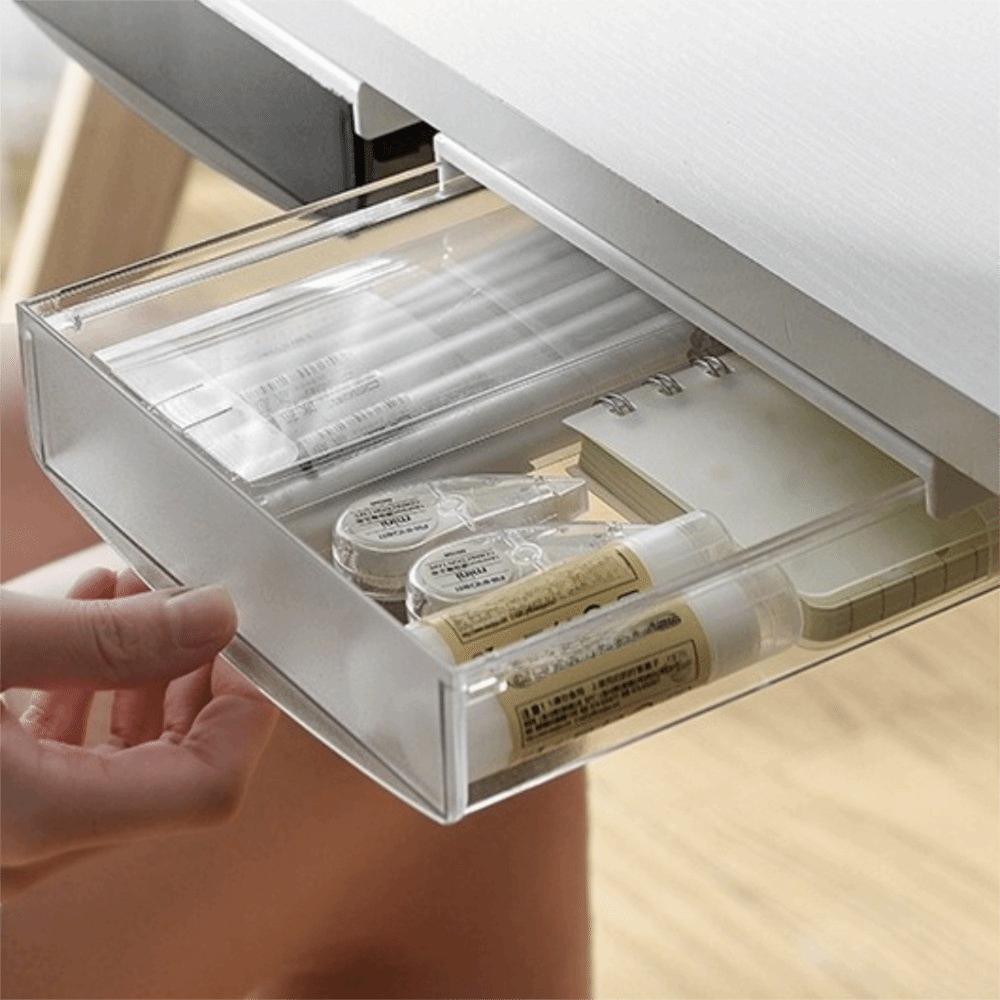Space Saving Drawer Storage Box Multipurpose Hidden Office Organizer Table Under