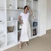New Arrivals Open Run Women Nylon Linen Strap Big Pocket Long Skirt