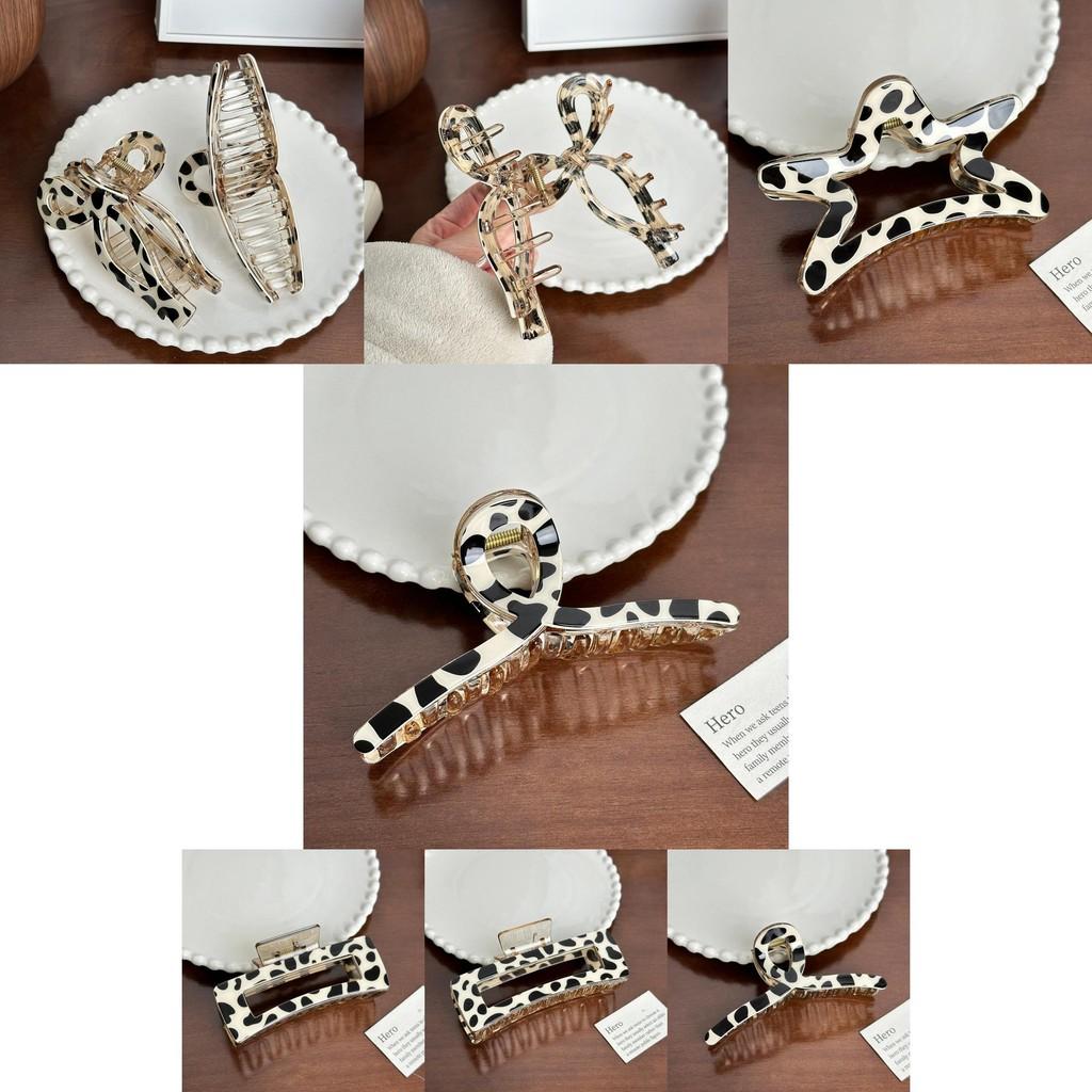 Gorgeous Vintage Inspired Hair Claw Clip With Cow Print Perfect For Everyday Use