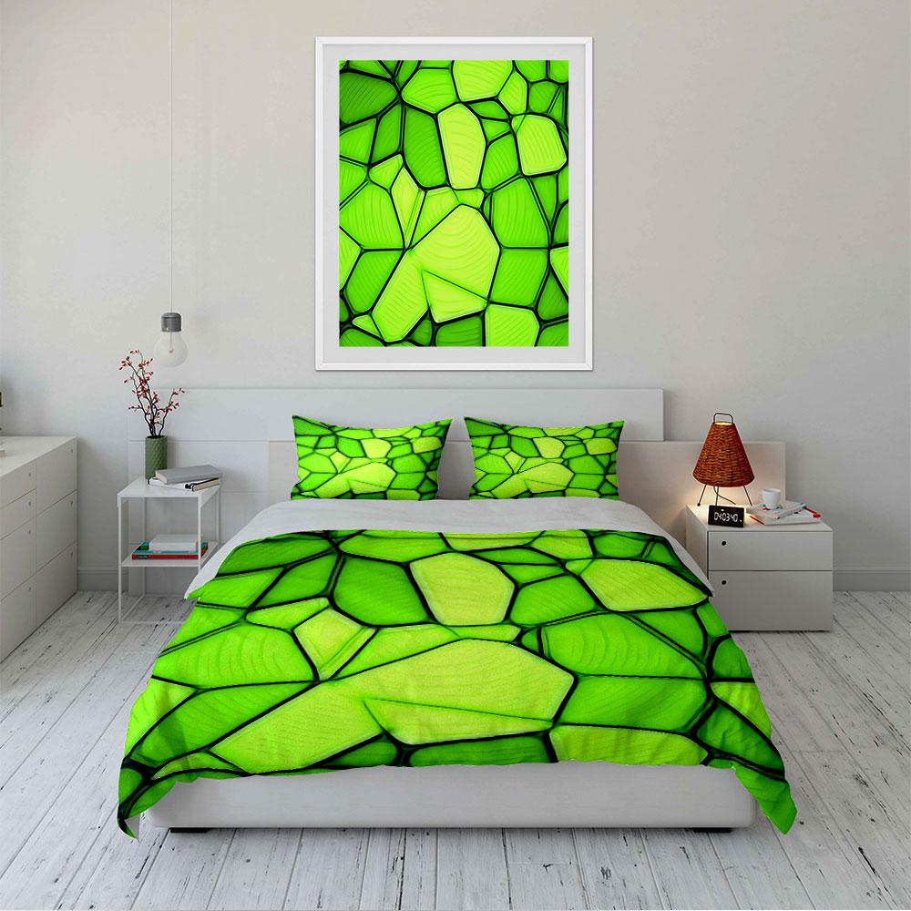 Green Abstract Geometric Pattern Bedding Duvet Cover Set Duvet Cover Pillowcases (1*Duvet Cover 2*Pillowcases, without duvet insert)