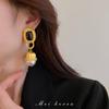 French retro black love pearl circle earrings medium antique temperament stud earrings women