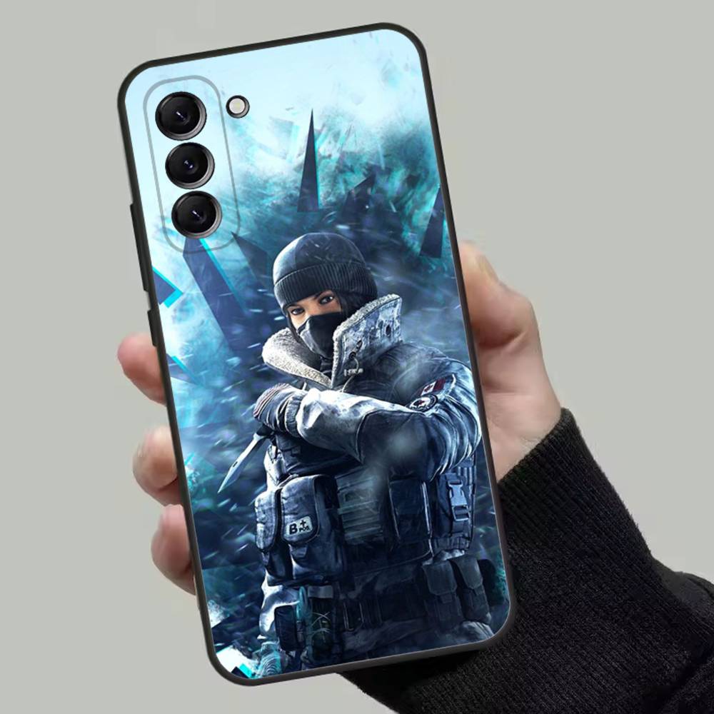 Rainbow S-Six S-Siege Phone Case For Samsung Galaxy A13,A21s,A22,A31,A32,A52,A53,A71,A80,Soft Black Shell