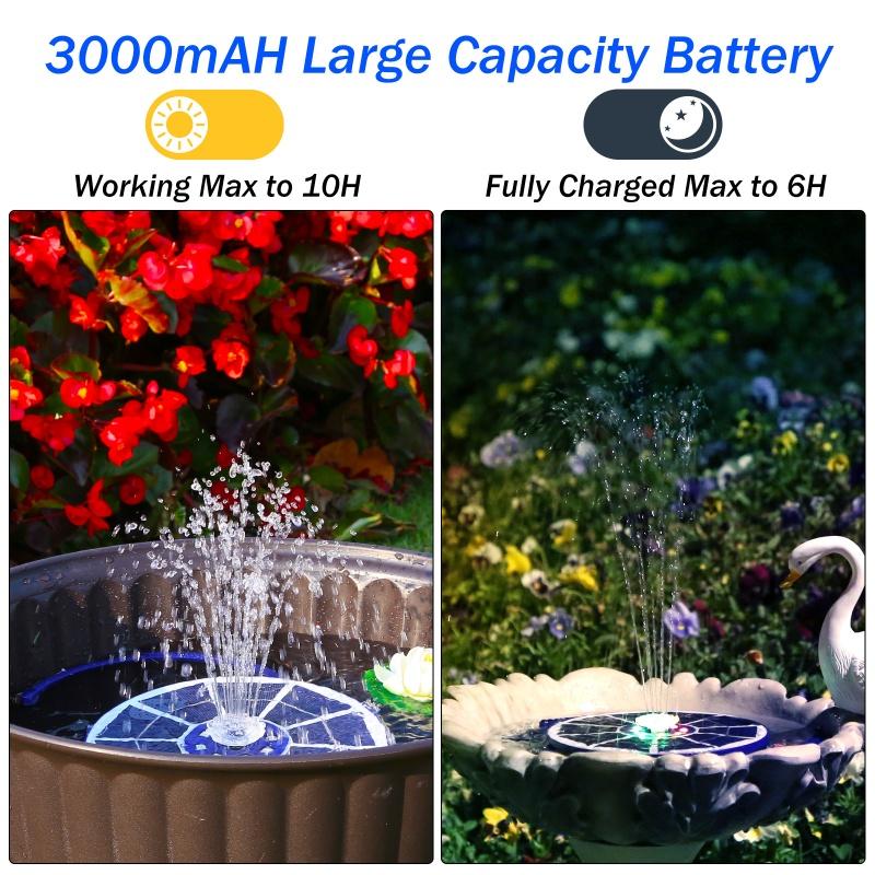 3.5W Monocrystalline Glass Layer Solar Fountain Pump with LED Color Lights for Outdoor and Garden Decoration,Light Blue Purple
