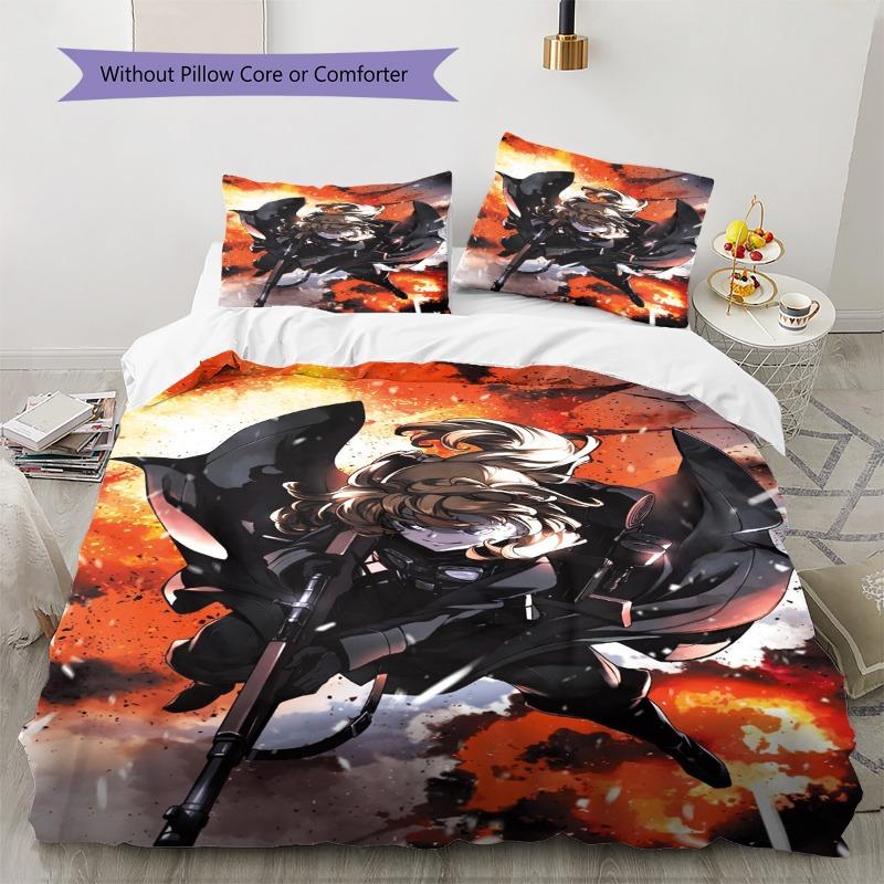 Anime Saga of Tanya the Evil Print 3-teiliges Bettbezug-Set Manga Kunst Bettwäsche Schlafzimmer Heimdekoration Ohne Kissenkern Bettdecke