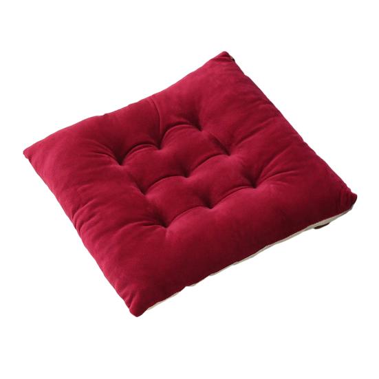 Decorative Contrast Edging Seat Pad Square Chair Cushion, Soft Plush Cushion with Straps, 15.75" x High Resilience Tatami Non Slip for Dining
