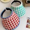Hair Hoop Style Summer Empty Top Cap Plaid Print Sun Protection Hats Large Brim Sun Hat  Vacation