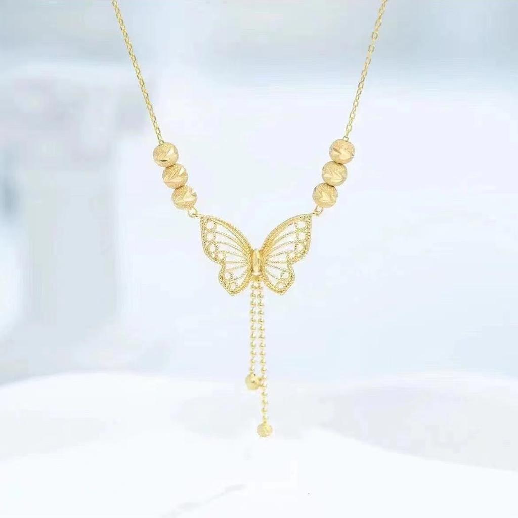 Pendant Butterfly Tassel Necklace Women's Fashion Temperament Hollow Long Clavicle Chain Light Luxury