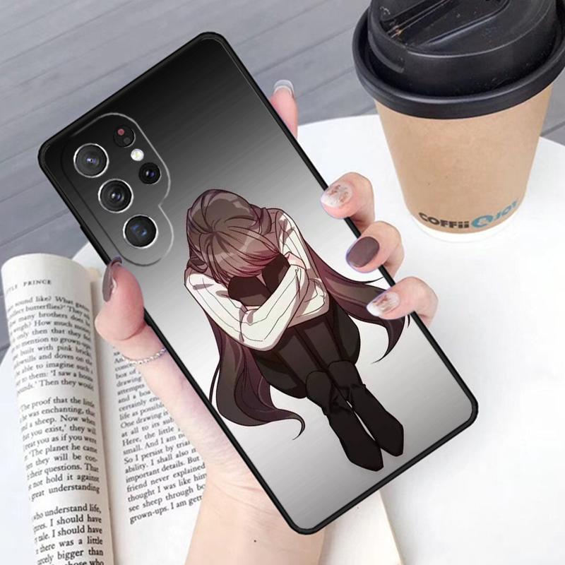 Sad Anime Girl Phone Case Cover For Samsung Galaxy S24 S25 Ultra S21 S22 Ultra S10E Note 10 Plus Note 20 FE S23
