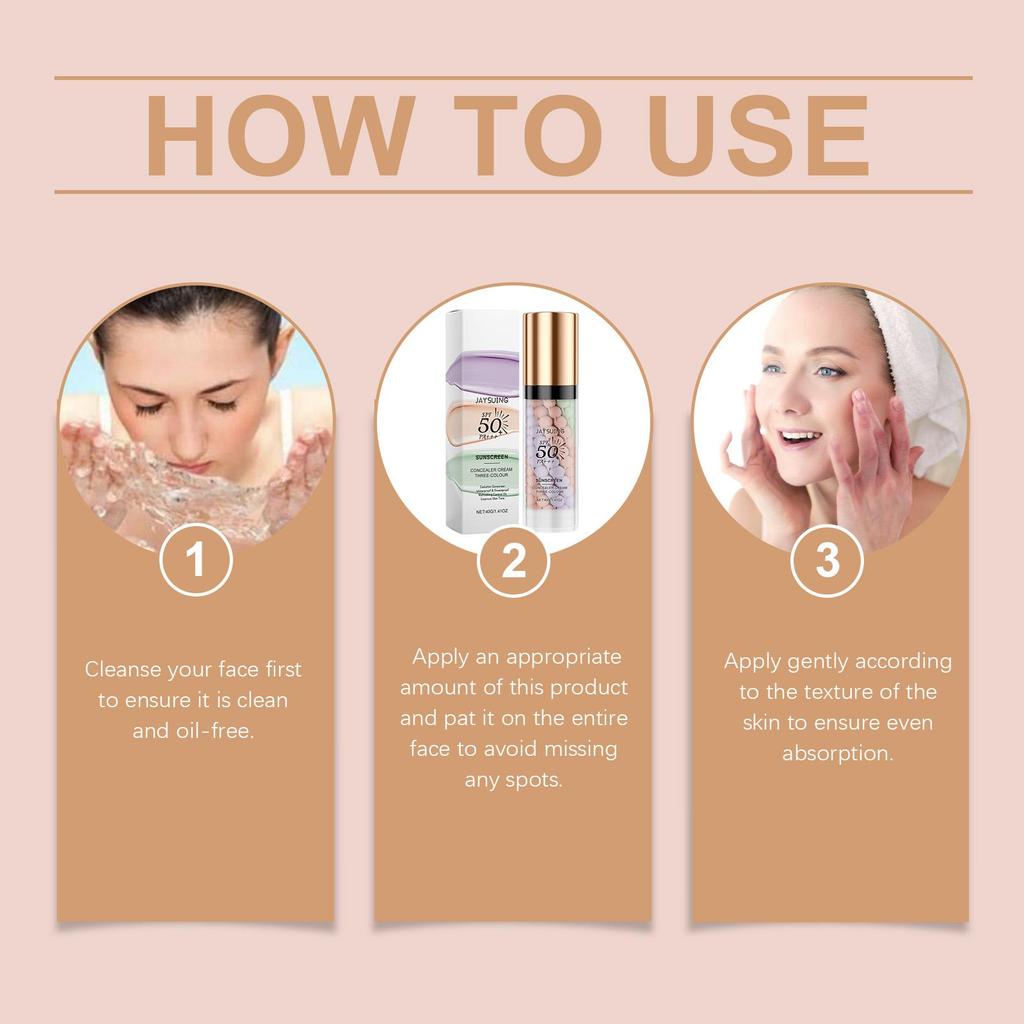 Tri-Color Protective Barrier Cream Concealer Barrier Cream Skin Care Moisturizing Blemish Coverage Smooth Makeup Holding