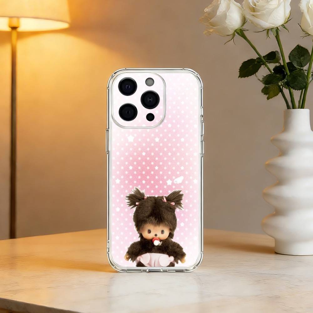 cute monchhichis Phone Case For iPhone 17 16 15 14 13 12 11 Mini Pro Max Plus Transparent Cover