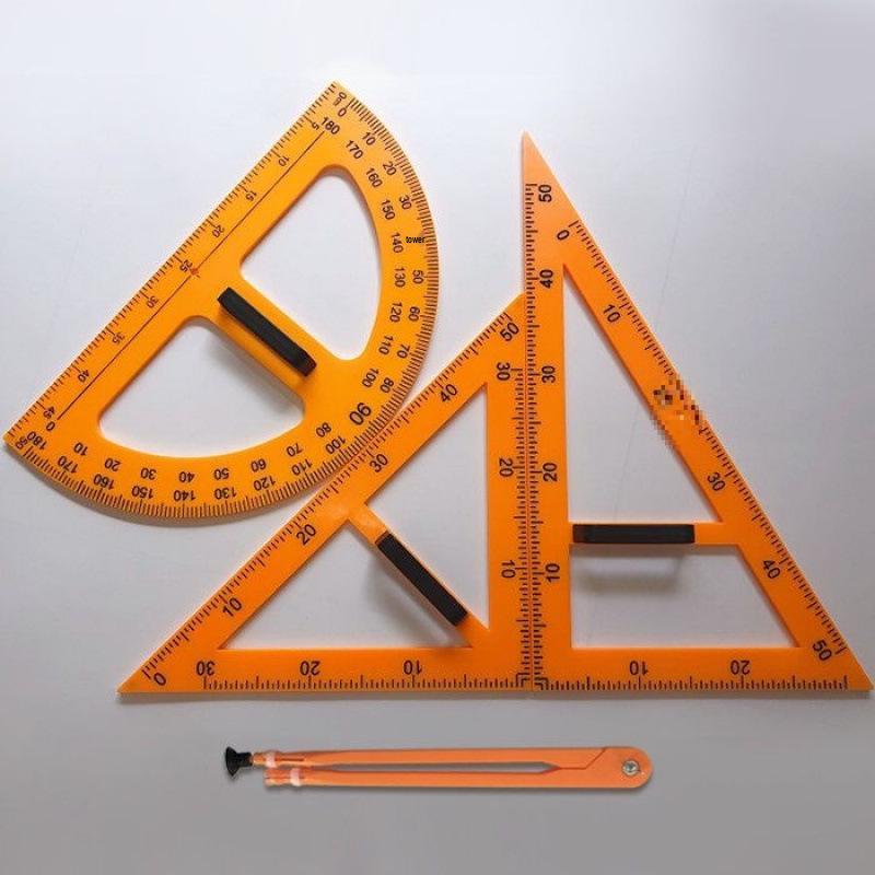 Magnetisches Lehrer-Set: Winkel, Lineal, Winkelmesser mit Griff