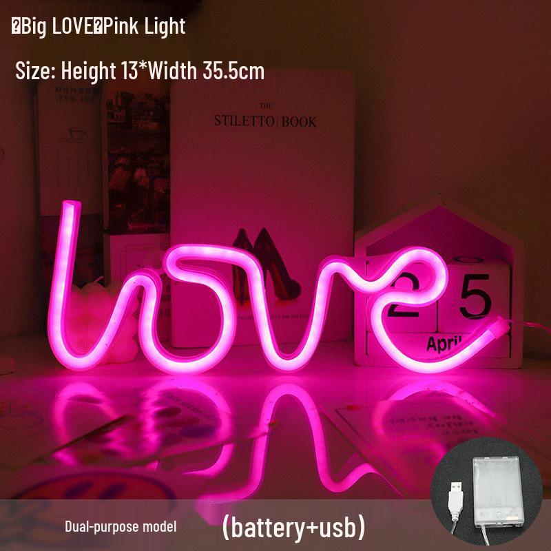 LOVE Neon LED Light - Proposal & Confession Room Decor with USB/Battery Options, Dual Use.