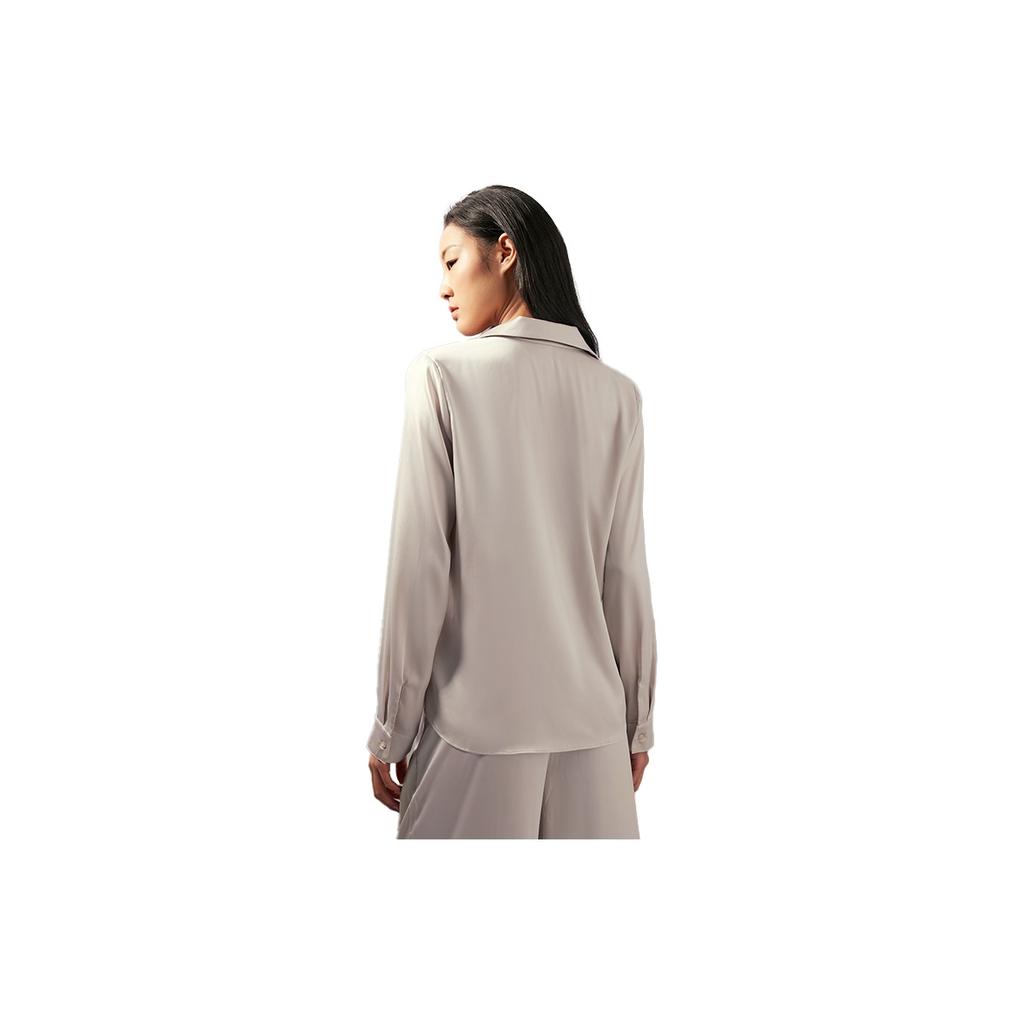 Calvin Klein Casual Minimalist Button-Down Glossy Smooth Home Pajama Top Women tops Beige QS7297