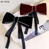 Fashion Retro Rhinestone Velvet Bow Ribbon Hairpin For Woman Temperament Back Of The Head Hair Clips New Year Hair Accessories