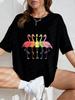 Camiseta Oversize Estampado de Flamenco Blanco Ropa Casual de Verano