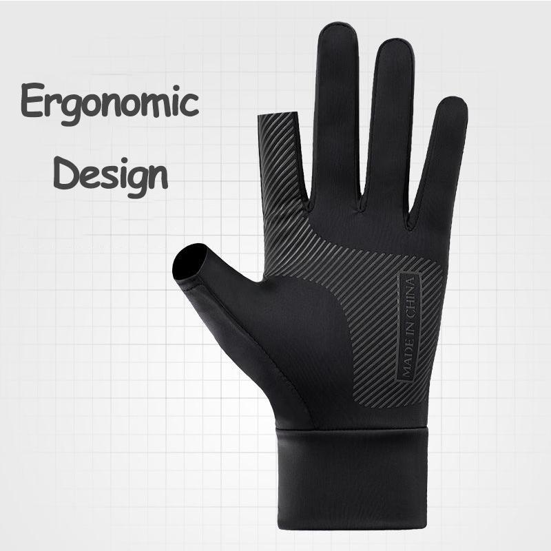 Sun Protection Gloves Half Finger Bicycle Gloves Anti Slip Two Finger Gloves Solid Color Thin Driving Outdoor Cycling Gloves