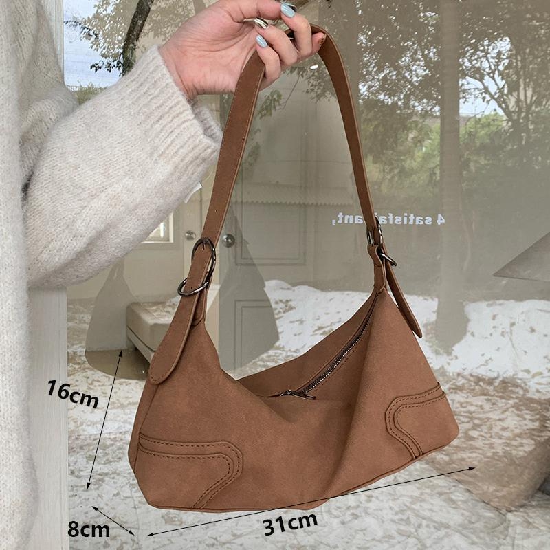 Trendy Design Luxury Suede Leather Retro Soft Leather Girl Motorcycle Underarm Bag Faionable Casual Hobo Bag