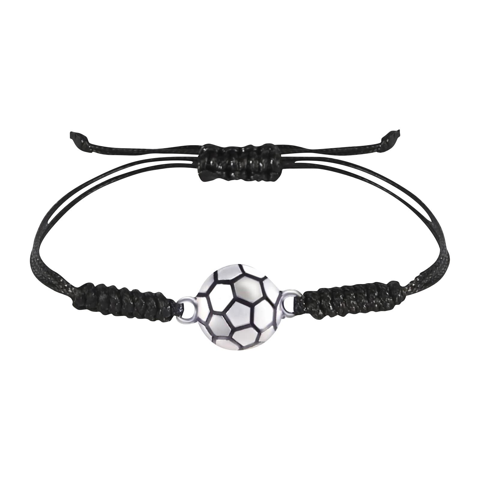 

Football Fan Bracelet Adjustable Weaving Rope Bracelet One Size чёрный