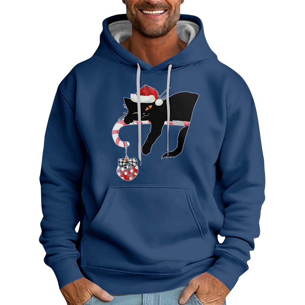 Løs herrehettegenser med juleprint