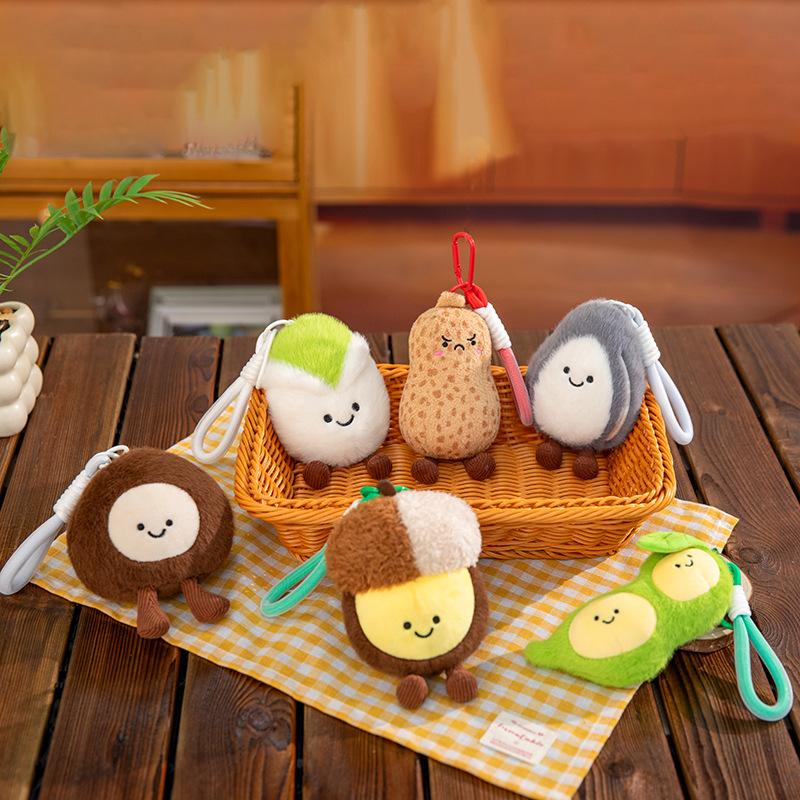 Pistachio Nut Plush Toy Backpack Pendant Macadamia Nuts Chestnuts Peanuts Peas Stuffed Doll Birthday Gift