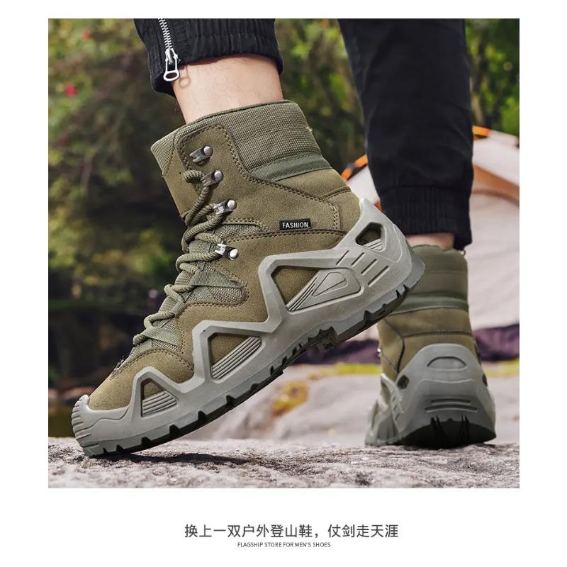 Men Tactical Boots Waterproof Combat Training Shoes with Straps Outdoor Hiking Breathable Multifunctional Winter Footwear