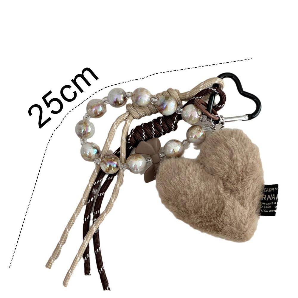 Brown Leather Maillard Style Designed Key Chain Plush Creative Love Heart Pendant Charm Luxury Backpack Pendant Bag Accessories