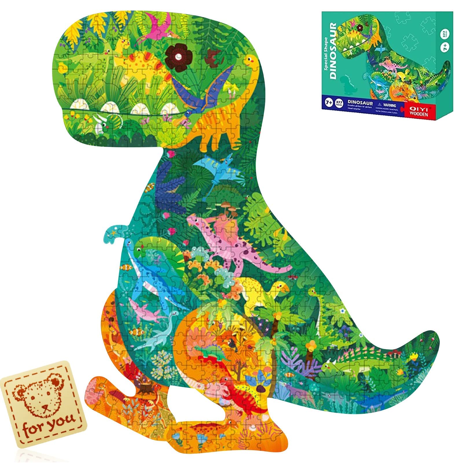 

Wonderfall Puzzle, Dinosaurs, Kids, Animals, 377 Pieces, Gift, Cute Bear Stickers Included (Dinosaur)