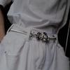 Elastic Waist Retro Belt In Stunning Silver Rose Color For Modern Fashion Lovers