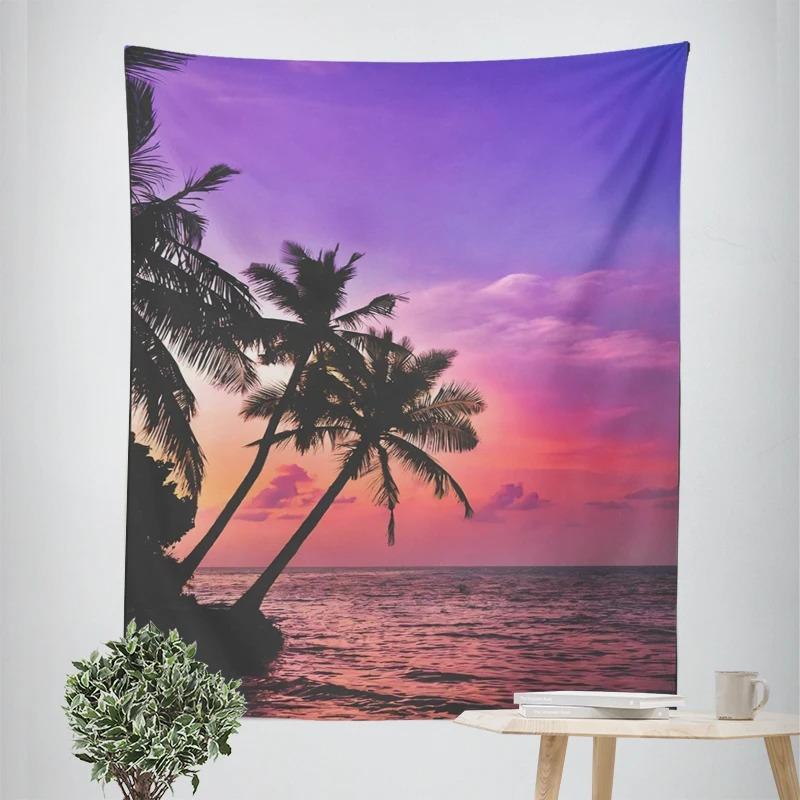 Декоративный гобелен «Тропическая кокосовая пальма в сумерках» для домашнего декора — фото 5