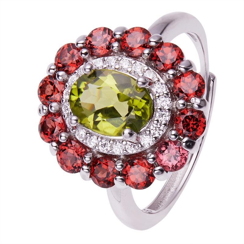 Natural Colored Treasure Jewelry Aquamarine Topaz Amethyst Citrine Ring Women'S S925 Sterling Silver Light Luxury High Sense