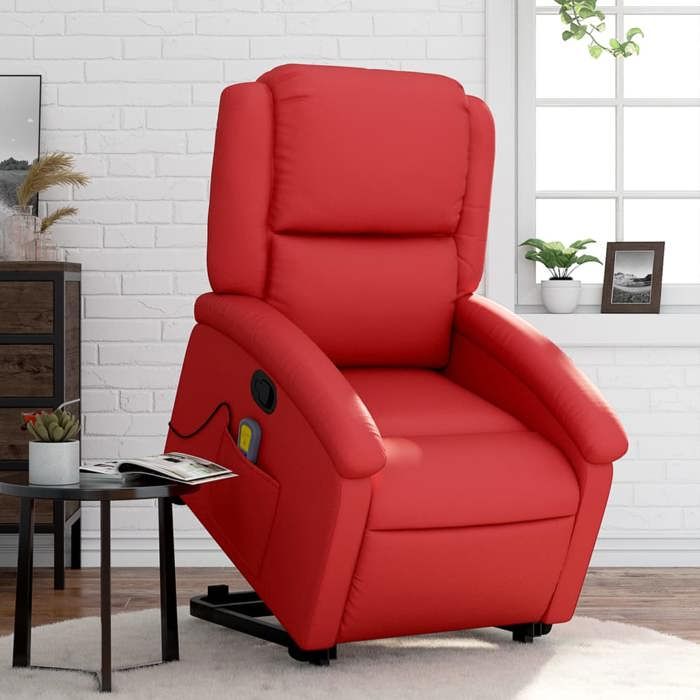 VidaXL Reclining Massage Armchair Red Faux Leather 3204238