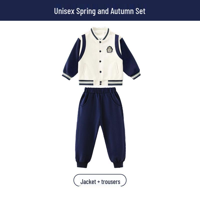 Primary School Sports Uniform Set: Spring & Autumn First Grade Three-Piece Outfit for Kindergarten & Children's Sports Events