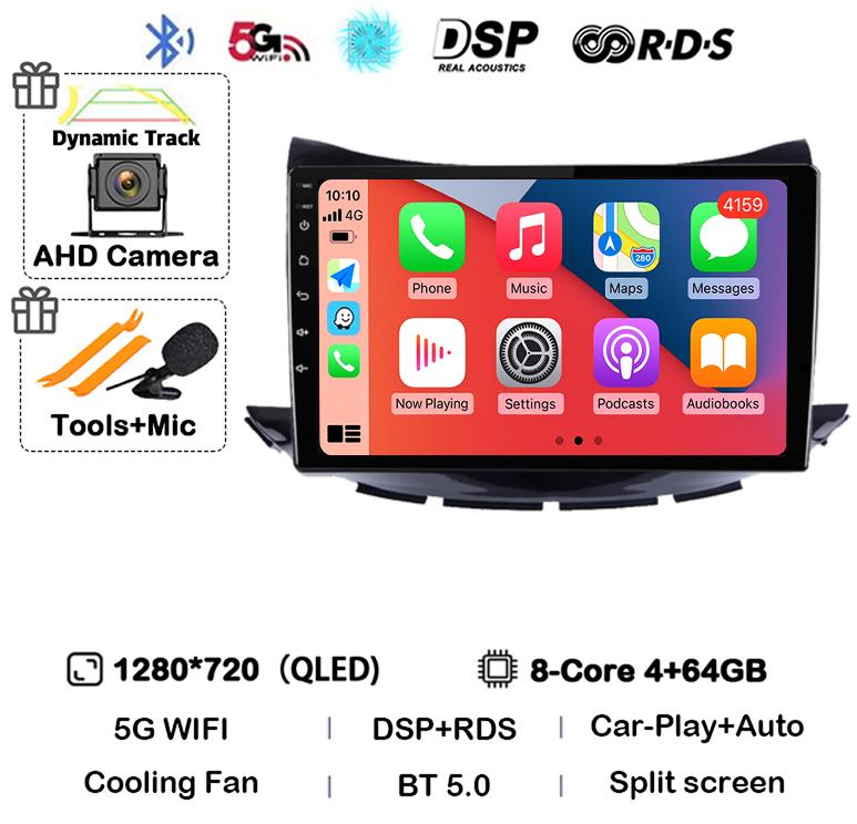 Android 14 Carplay Auto For Chevrolet Trax 2017 2018 2019 Navigation Car Radio 2 DIN GPS Stereo Multimedia Player Head Unit DSP