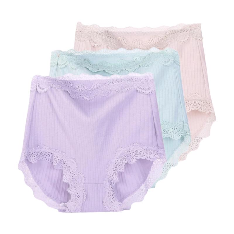 3 sztuki damskie majtki koronkowe z wysokim stanem wygodne plus size trójkątne spodnie bielizna majtki