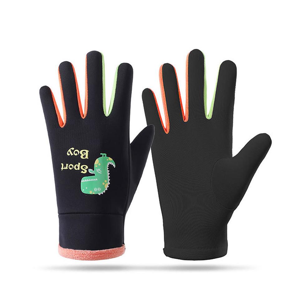 1Pair New Style Children's Gloves Skin-Friendly And Warm Silicone Luminous Cartoon Dinosaur Water-Resistant Fabric Unisex