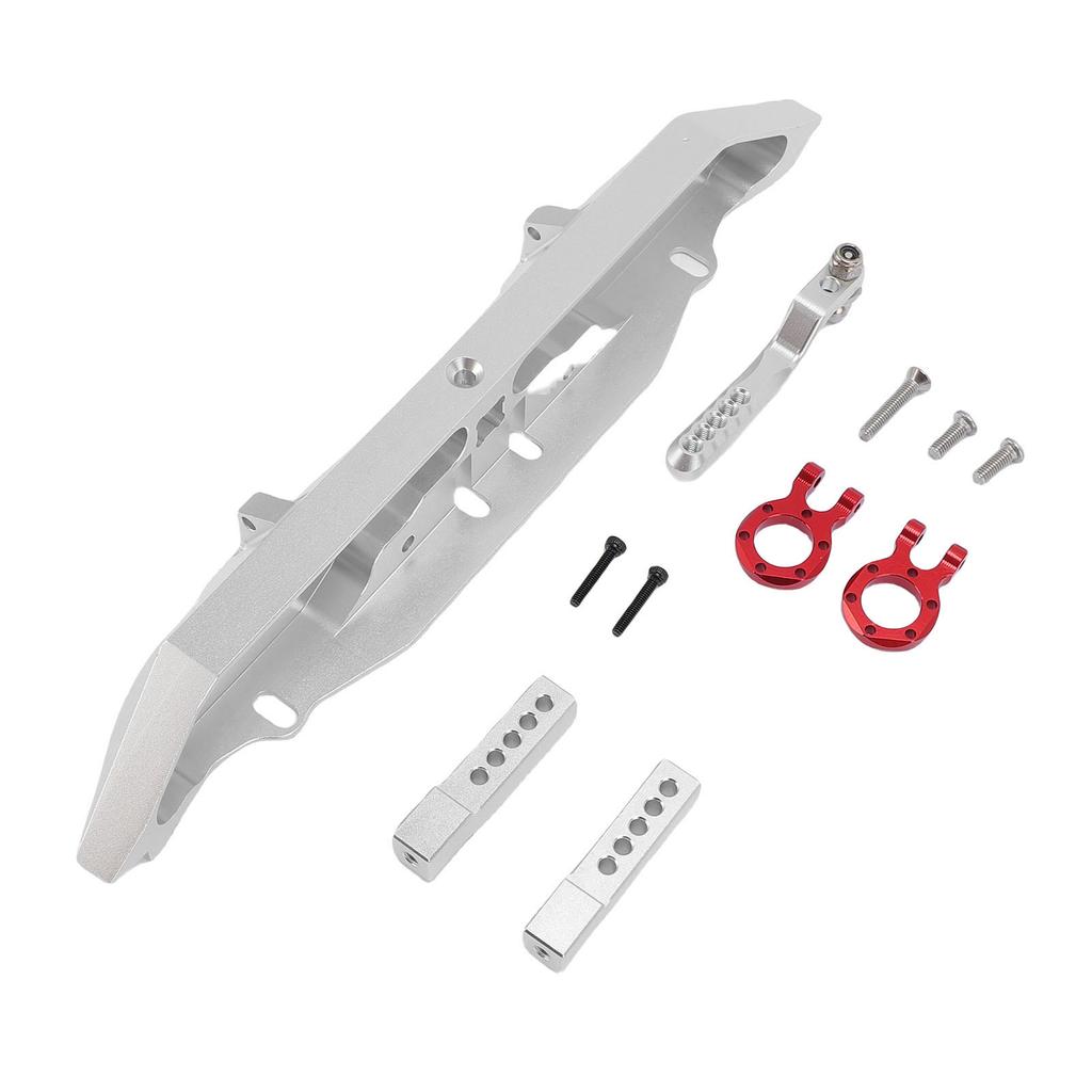 RC Rear Bumper with Trailer Hitch Silver Aluminum Alloy RC Crawler Car Rear Bumper for Replacement