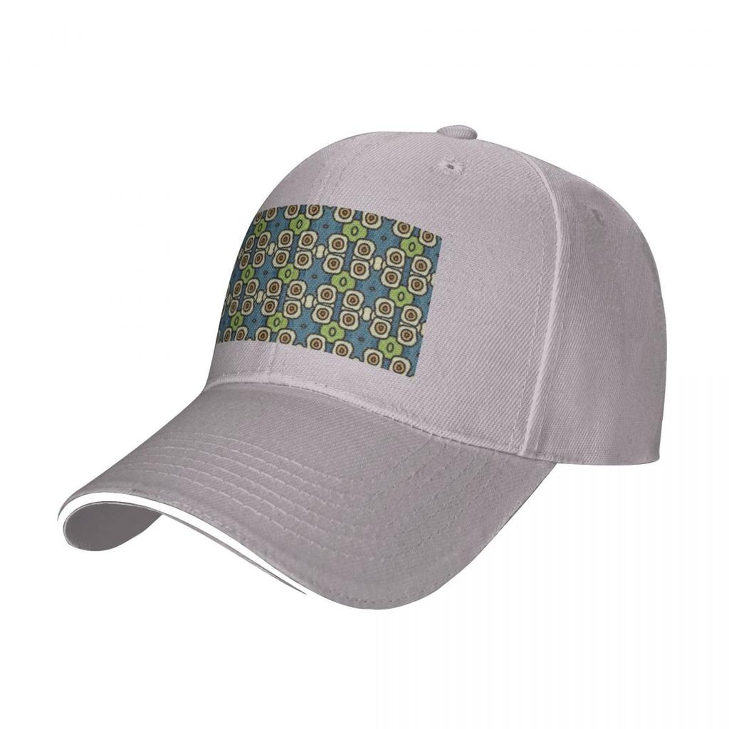 ALIEN EYES RETRO PATTERN IN BLUE GREEN AND LIGHT GREEN A Baseball Caps Hat