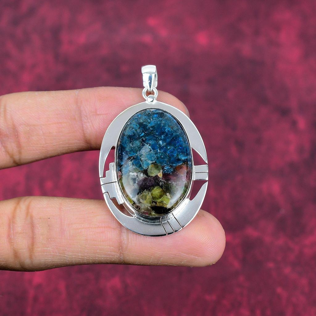 Watermelon Tourmaline Pendant, 925 Solid Sterling Silver Gemstone Jewelry, Handmade Pendant, For Thanksgiving