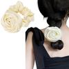 Flower Design Korean Hair Bands Satin Material Big Flower Scrunchies Satin Hair Rope  Korean Style