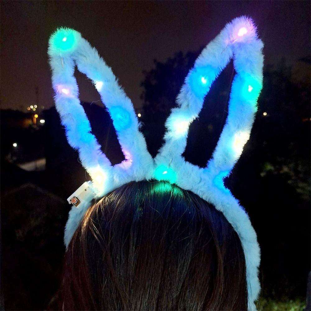 Luminous Rabbit Ears Glow Hair Band Fashion Plush Hair Hoop LED Lights Headband  Concert Prop