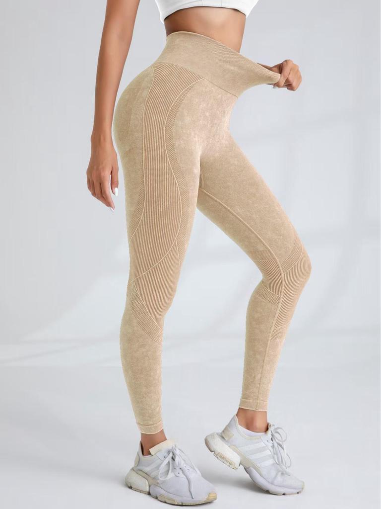 Seamless Women's Yoga Pants: Sand Washed, Quick Dry, Butt Lifting, Tight Fit, Letter Print, Sports Fitness Long Pants