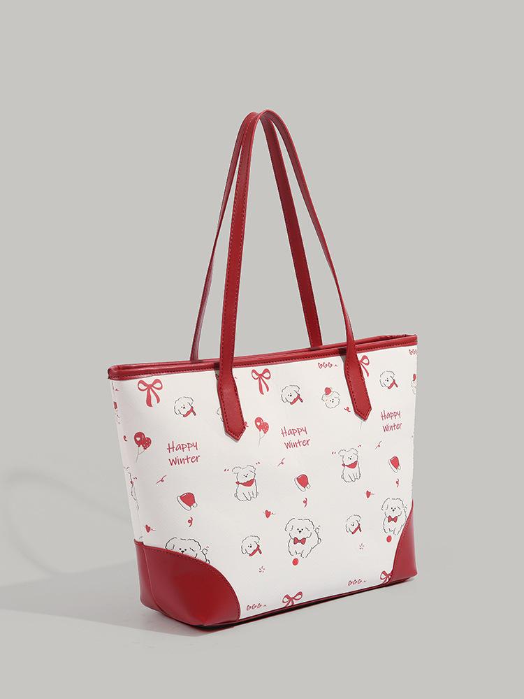 

Bag Women 2025 New Cute Cartoon Printed Shoulder Bag Large Capacity Tote Bag Commuter Go Handbag Bag