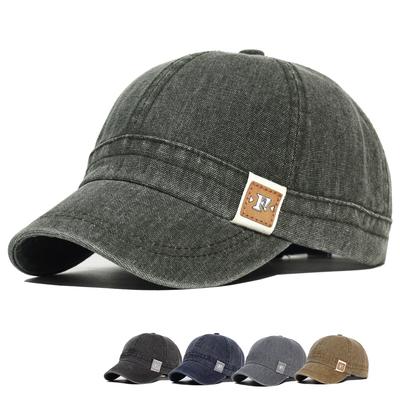 Fashion Short Brim Washed Cotton Baseball Cap Men Women Soft Vintage Dad Hat Adjustable Trucker Style Low Profile Caps