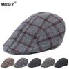 Men's Plaid Wool Beret - Warm Autumn/Winter Cap for Mid-Aged & Elderly
