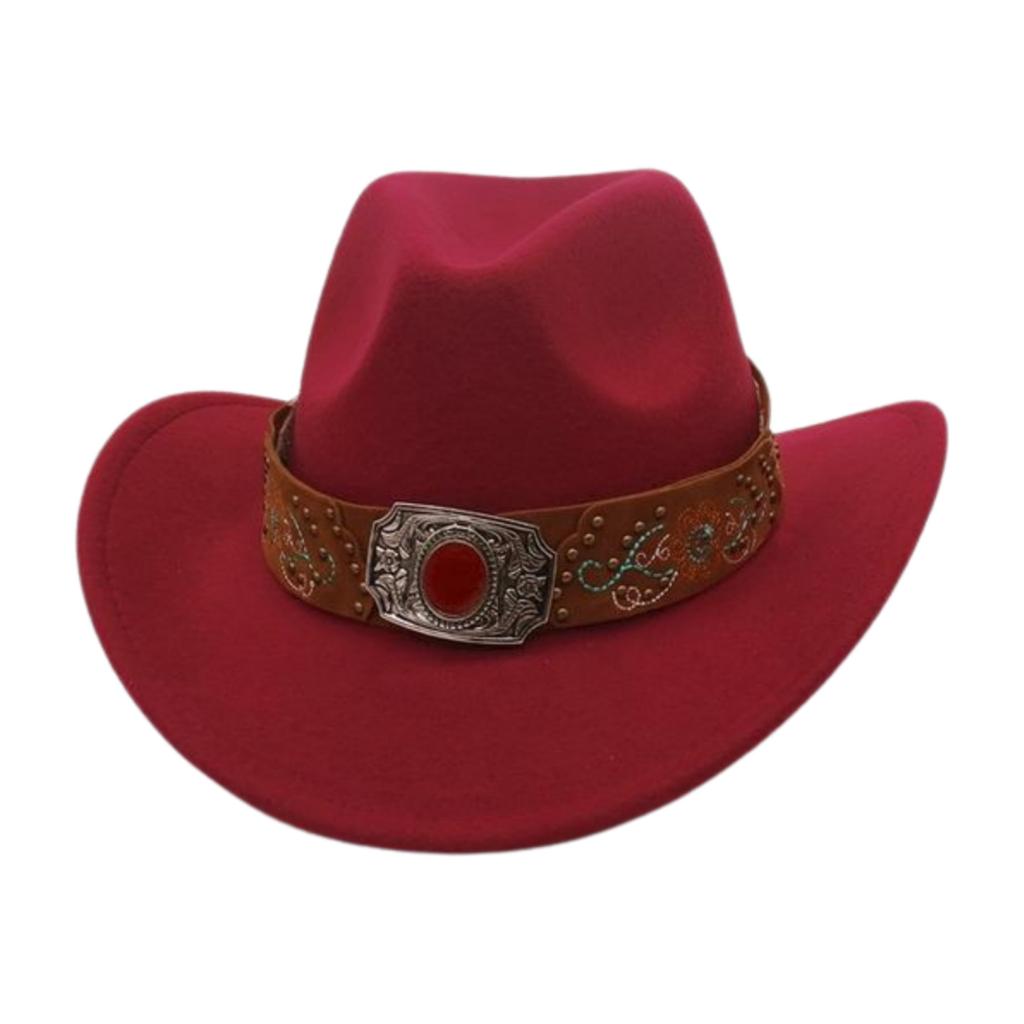 Cappello a Tesa Larga Stile Cowboy Occidentale Tesa Arrotolata Decorazione Stile Etnico Vacanza Viaggio Antivento Cappello a Cilindro