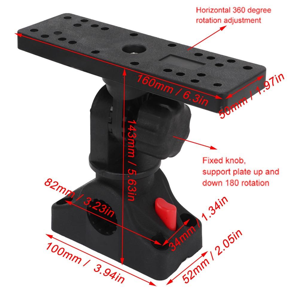 360 Degree Rotating Fish Finder Mount Removable Base Black Color Marine Electronic Mount Boat Electronics Mount Boat Use