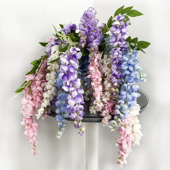 Hanging Artificial Violet UV Resistant Fake Flower Indoor Outdoor Garden Porch Patio Wall Hanging Faux Flower Decoration