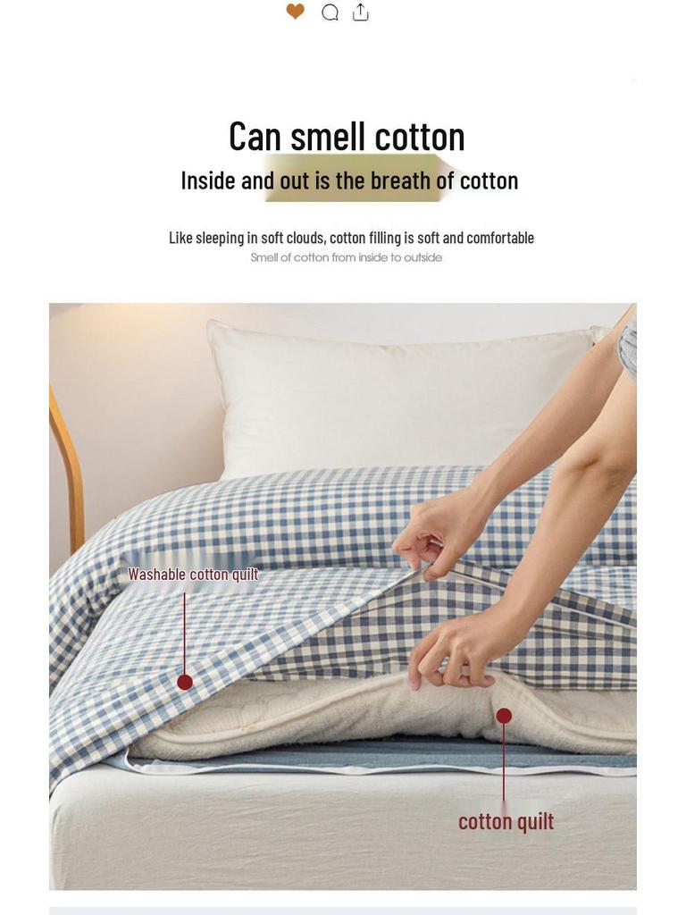 Kołdra z bawełny Xinjiang - Gruba, zdejmowana i zmywalna do akademików i łóżek pojedynczych, idealna na zimę, wiosnę i jesień.